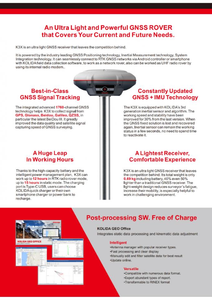 1760 کانال Kolida K3 RTK تجهیزات سنجش دقت بالا گیرنده GPS 2